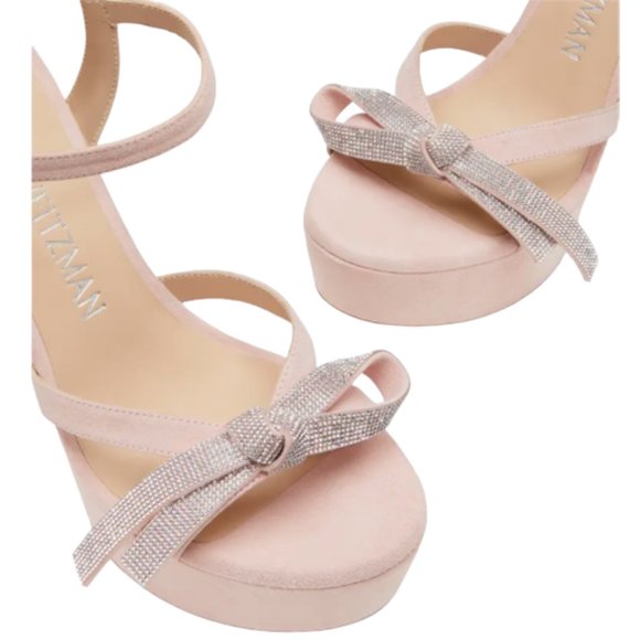 Stuart Weitzman Mega Crystal Bow Platform Sandals Color: Ballet New: Never Worn - Picture 5 of 13